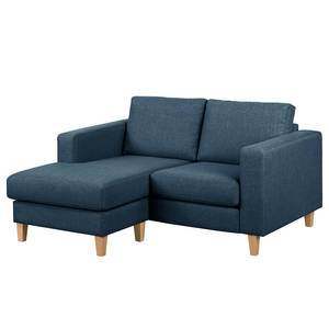 Hoekbank MAISON 1-zits + longchair Geweven stof Lark: Donkerblauw - Longchair vooraanzicht links