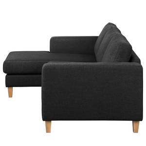 Ecksofa MAISON 2-Sitzer mit Longchair Webstoff - Webstoff Lark: Schwarz - Longchair davorstehend links