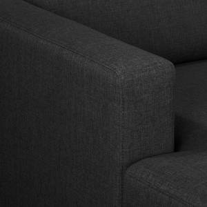 Ecksofa MAISON 2-Sitzer mit Longchair Webstoff - Webstoff Lark: Schwarz - Longchair davorstehend links