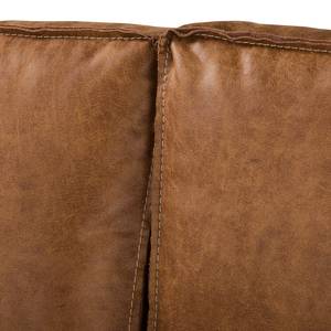 Ecksofa MAISON mit Schlaffunktion Antiklederlook - Mischgewebe Xia: Cognac - Longchair davorstehend rechts