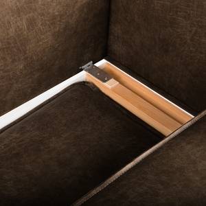 Ecksofa MAISON mit Schlaffunktion Mischgewebe Xia: Dunkelbraun - Longchair davorstehend links