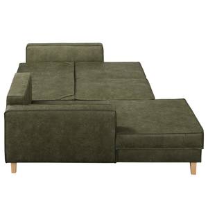 Divano angolare MAISON + funzione letto Tessuto misto Xia: verde antico - Longchair preimpostata a sinistra