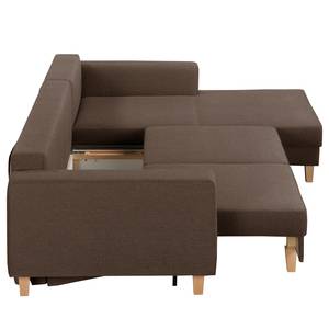 Divano angolare MAISON + funzione letto Tessuto - Tessuto Inas: marrone - Longchair preimpostata a destra