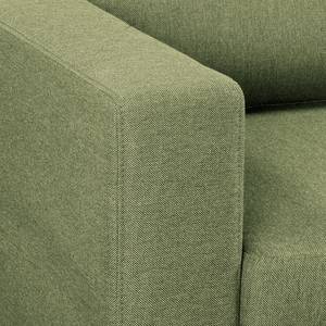 Ecksofa MAISON mit Schlaffunktion Webstoff Lark: Pistaziengrün - Longchair davorstehend rechts