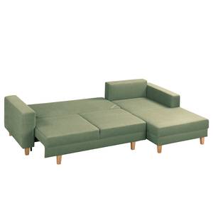 Divano angolare MAISON + funzione letto Tessuto - Tessuto Lark: verde pistacchio - Longchair preimpostata a destra