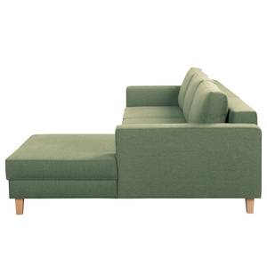 Divano angolare MAISON + funzione letto Tessuto - Tessuto Lark: verde pistacchio - Longchair preimpostata a destra