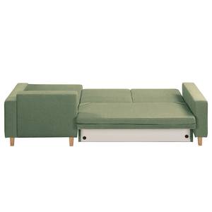 Divano angolare MAISON + funzione letto Tessuto - Tessuto Lark: verde pistacchio - Longchair preimpostata a destra