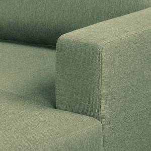 Ecksofa MAISON mit Schlaffunktion Webstoff Lark: Pistaziengrün - Longchair davorstehend rechts