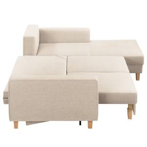 Ecksofa MAISON mit Schlaffunktion Webstoff Inas: Cappuccino - Longchair davorstehend rechts