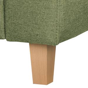 Ecksofa MAISON mit Schlaffunktion Webstoff Lark: Pistaziengrün - Longchair davorstehend links