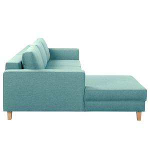 Ecksofa MAISON mit Schlaffunktion Webstoff Lark: Petrol - Longchair davorstehend links