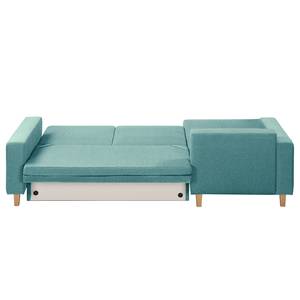 Ecksofa MAISON mit Schlaffunktion Webstoff Lark: Petrol - Longchair davorstehend links