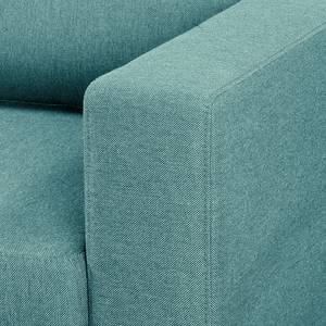 Ecksofa MAISON mit Schlaffunktion Webstoff Lark: Petrol - Longchair davorstehend links