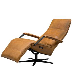 Relaxfauteuil Asunden antieke leerlook - Textielmix Bulan: Kameelkleurig