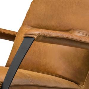 Relaxfauteuil Asunden antieke leerlook - Textielmix Bulan: Kameelkleurig