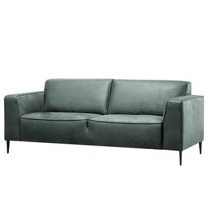 Sofa Chaides (2,5-Sitzer) Antiklederlook - Mischgewebe Bulan: Petrolgrau