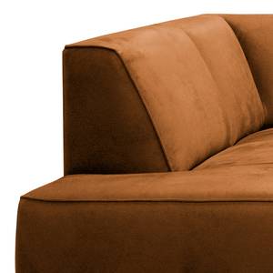 Ecksofa Chaides Antiklederlook - Mischgewebe Bulan: Cognac - Ottomane davorstehend links