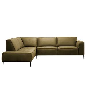 Ecksofa Chaides Antiklederlook - Mischgewebe Bulan: Moss - Ottomane davorstehend links