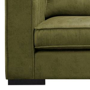 Ecksofa Locana Antiklederlook - Microfaser Cheri: Olive - Ottomane davorstehend rechts