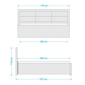 Letto imbottito Tiles Velours - Bianco crema - 160 x 200cm - Senza portaoggetti interno