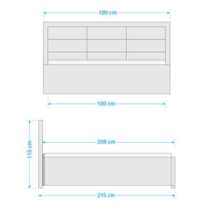 Lit capitonné Tiles Gris - 180 x 200cm - Sans espace de rangement