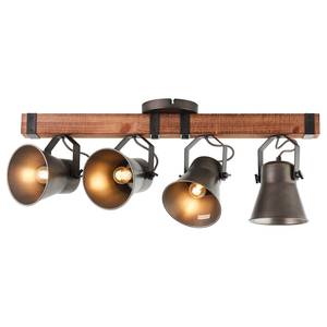Plafondlamp Decca ijzer/deels massief populierenhout - Aantal lichtbronnen: 4