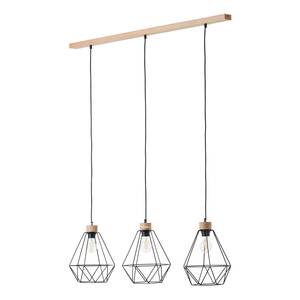 Hanglamp Drewno II staal/deels massief eikenhout - 3 lichtbronnen