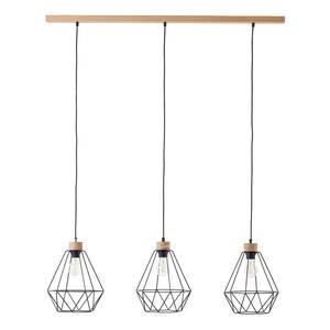 Hanglamp Drewno II staal/deels massief eikenhout - 3 lichtbronnen