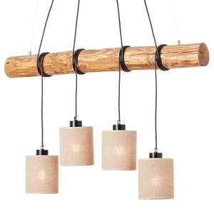 Hanglamp Vander textielmix/massief grenenhout - 4 lichtbronnen
