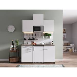 Mini keuken Cano II Inclusief elektrische apparaten - Wit/donkere eikenhouten look - Breedte: 150 cm - Kookplaten