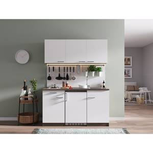 Mini keuken Cano I Inclusief elektrische apparaten - Wit/donkere eikenhouten look - Breedte: 150 cm - Kookplaten