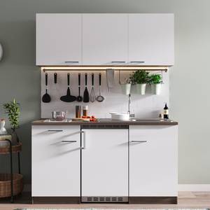 Mini keuken Cano I Inclusief elektrische apparaten - Wit/donkere eikenhouten look - Breedte: 150 cm - Glas-keramisch