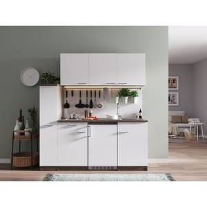 Mini keuken Cano I Inclusief elektrische apparaten - Wit/donkere eikenhouten look - Breedte: 180 cm - Kookplaten
