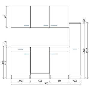 Single-Küchenzeile Cano II Inklusive Elektrogeräte - Grau / Eiche Dunkel Dekor - Breite: 180 cm - Kochplatte