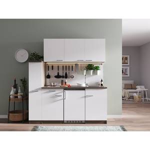 Mini keuken Cano I Inclusief elektrische apparaten - Wit/donkere eikenhouten look - Breedte: 180 cm - Glas-keramisch