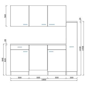 Mini keuken Cano II Inclusief elektrische apparaten - Wit/donkere eikenhouten look - Breedte: 180 cm - Glas-keramisch