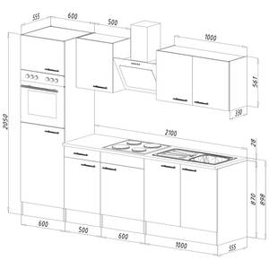 Küchenzeile Rovio Ohne Elektrogeräte - Weiß - Breite: 270 cm