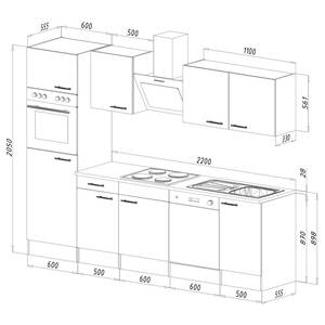 Keukenblok Rovio zonder elektrische apparaten - Zwart - Breedte: 280 cm