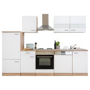 Keukenblok Andrias IV Wit/Grof gezaagd eikenhouten look - Breedte: 280 cm - Zonder haardplaat