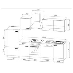 Cuisine équipée Andrias IV Blanc / Imitation chêne brut de sciage - Largeur : 280 cm - Sans table de cuisson