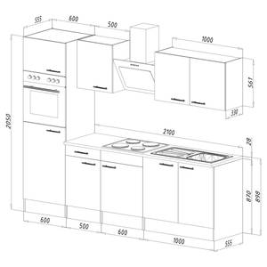 Küchenzeile Rovio Ohne Elektrogeräte - Schwarz - Breite: 270 cm