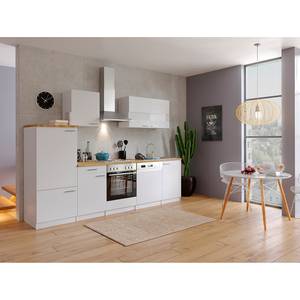 Küchenzeile Andrias III Weiß / Nussbaum Dekor - Breite: 280 cm - Ohne Kochfeld - Ohne Elektrogeräte