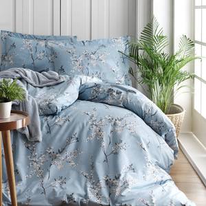 Beddengoed Chicory katoen renforcé - blauw/wit - 135x200cm + kussen 80x80cm