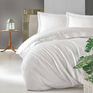 Parure de lit Elegant Satin de coton - Blanc - 155 x 220 cm + oreiller 80 x 80 cm