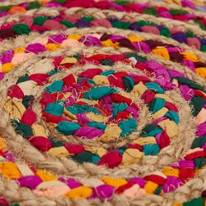 Tapis Ethno Jute / Coton - Multicolore - Rose foncé