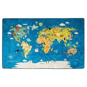 Kinderteppich World Map Samtstoff - Mehrfarbig - 100 x 160 cm