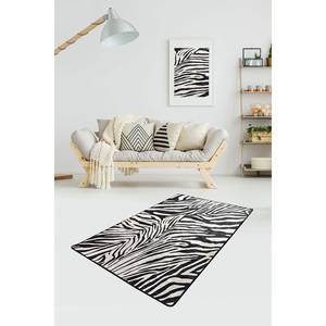 Laagpolig vloerkleed Zebra fluweel/polyester - zwart/wit