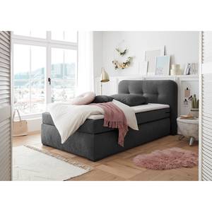 Boxspringbett Le Roy Microvelours Thala: Anthrazit - 120 x 200cm