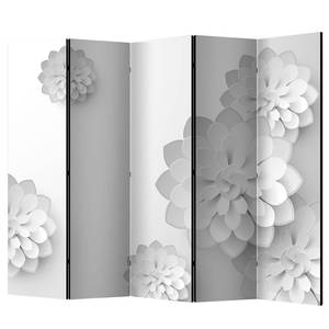 Paravento White Garden Tessuto non tessuto su legno massello  - Nero / Bianco - 5 pannelli