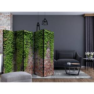 Paravent Brick and Ivy Intissé sur bois massif - Vert - 5 éléments